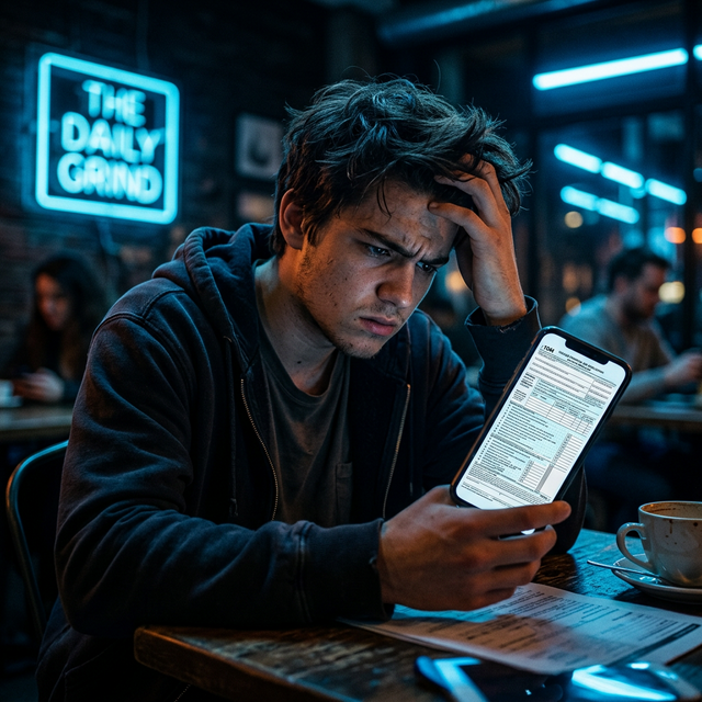 Frustrierter Jugendlicher mit Smartphone